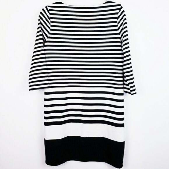 Chaus Black & White Fully Lined‎ Classic Stripe Dress Nautical Size Medium - Picture 2 of 7